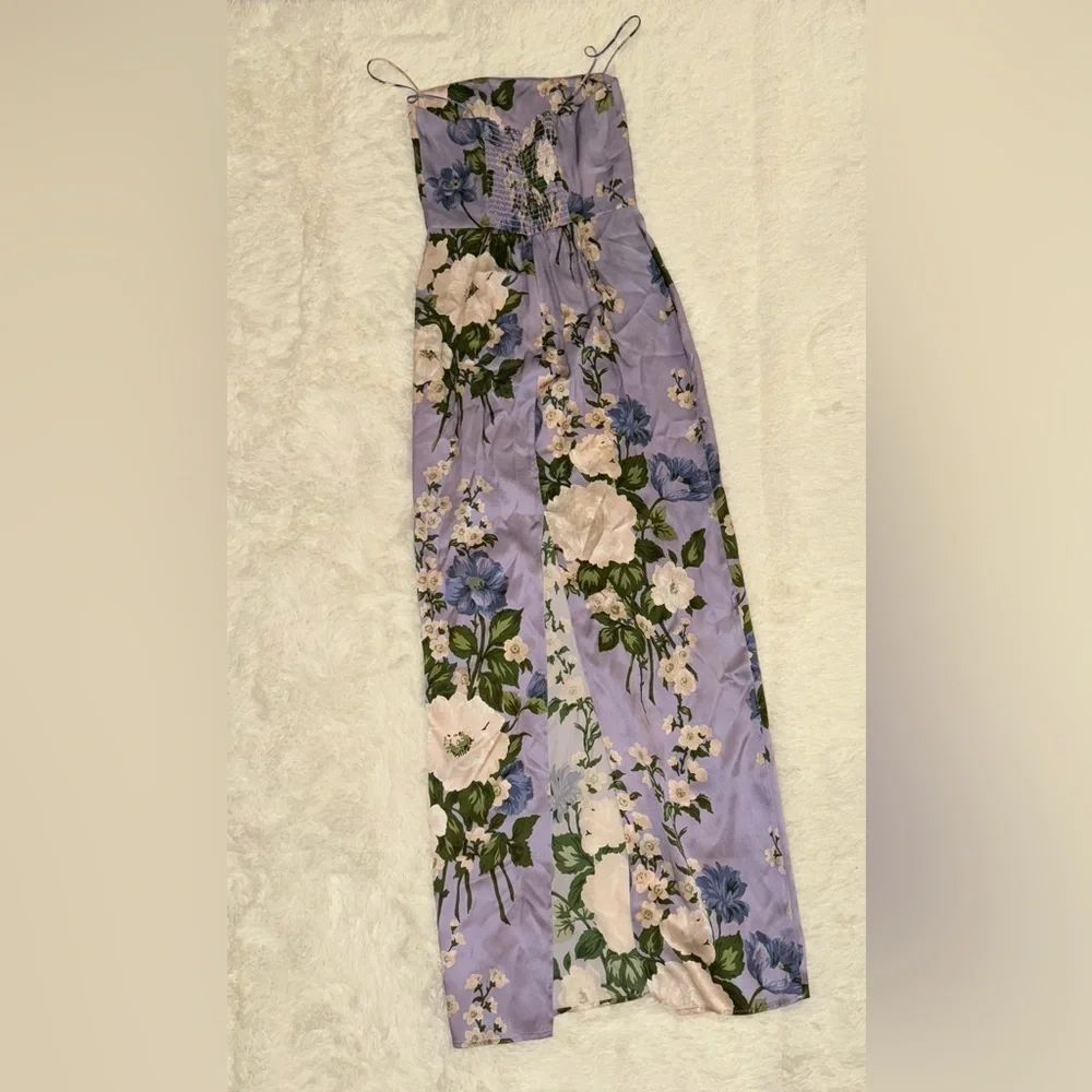 Reformation Frankie Floral Maxi Dress in Lavender and Green - Picture 4 of 8